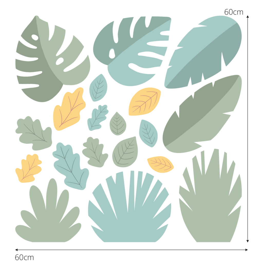 tinytails plant set wall sticker size