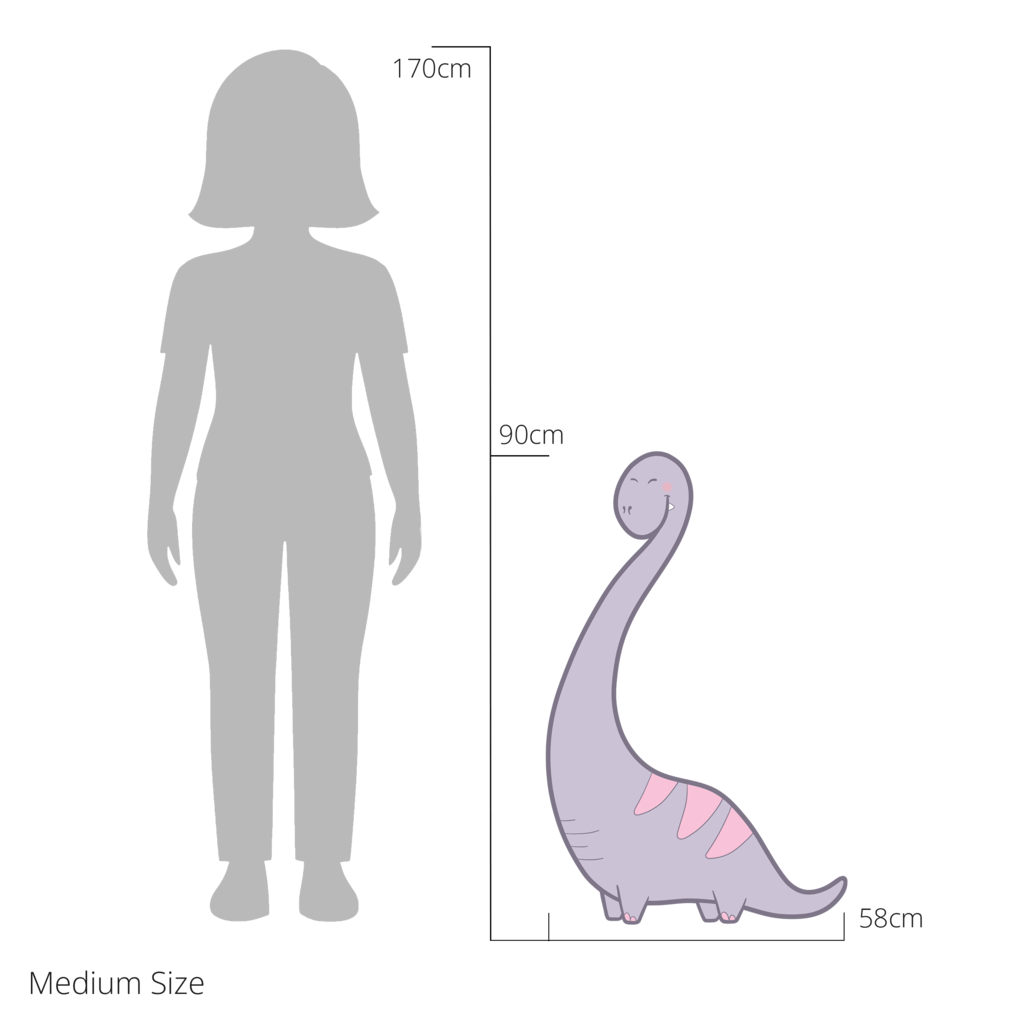 Bernie the Brachiosaurus wall sticker size guide – medium size dimensions for kids’ bedroom walls