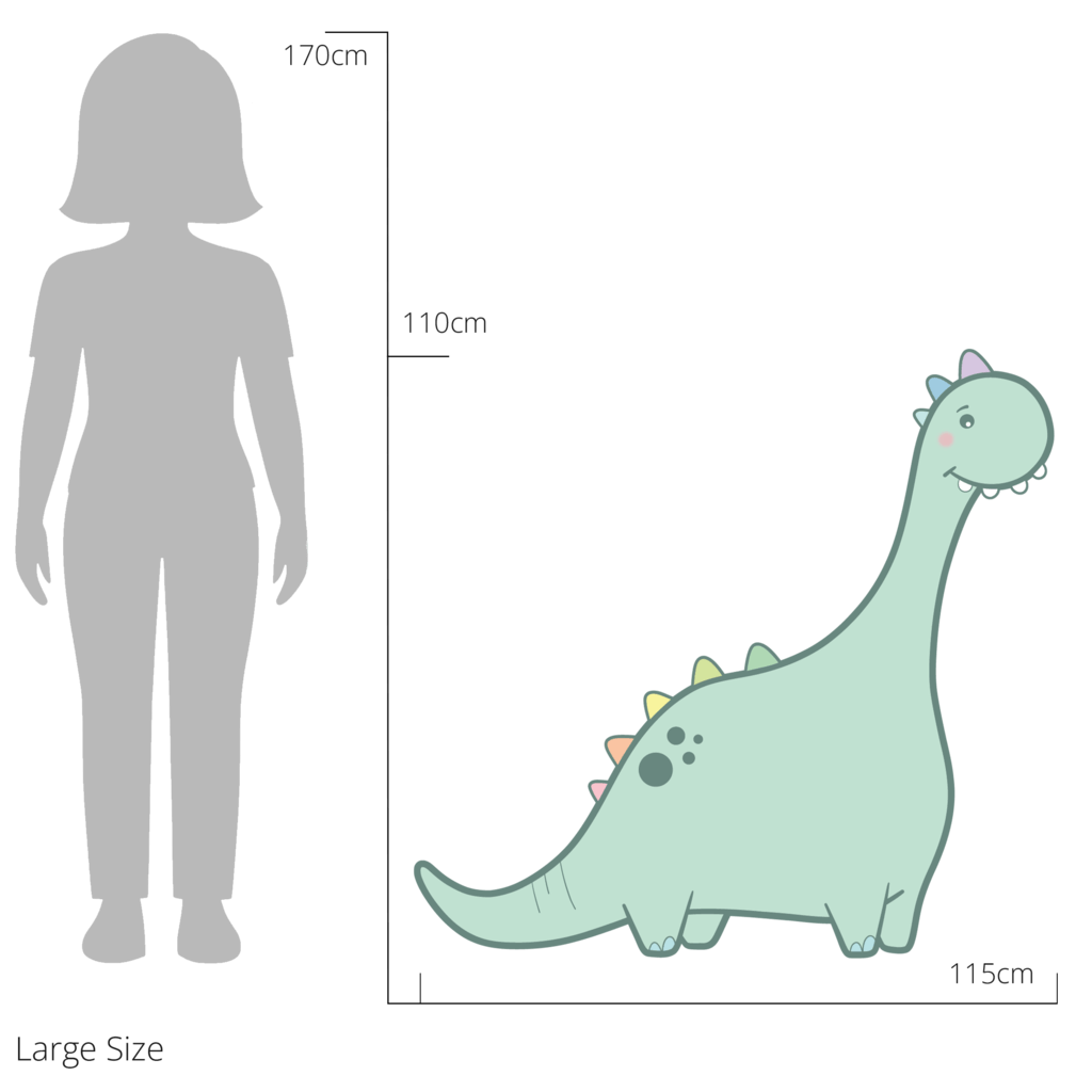 Dottie the Diplodocus wall sticker size guide – large size dimensions for kids’ bedroom walls