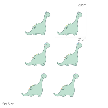 Dottie the Diplodocus wall sticker size guide – set size dimensions for kids’ bedroom walls