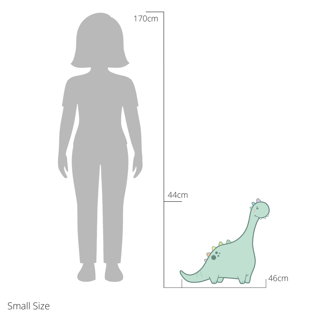 Dottie the Diplodocus wall sticker size guide – small size dimensions for kids’ bedroom walls