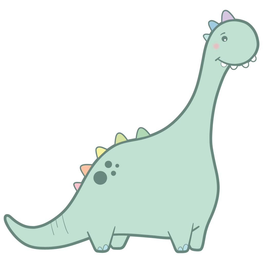 Dottie the Diplodocus wall sticker for kids – cute design for bedrooms, nurseries, and playrooms
