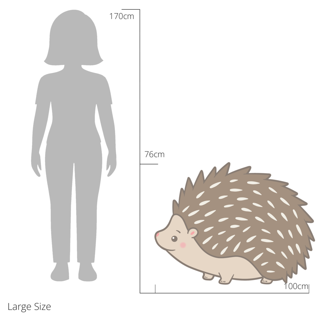 Harry the Hedgehog wall sticker size guide – large size dimensions for kids’ bedroom walls
