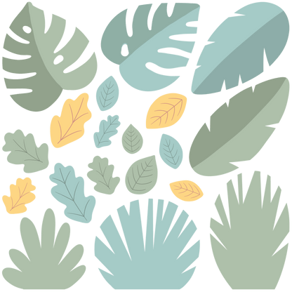 tinytails plants set wall sticker with many green and yellow leaves