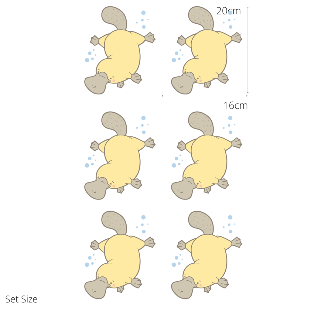 Patrick the Platypus wall sticker size guide – set size dimensions for kids’ bedroom walls