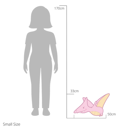 Petra the Pterodactyl  wall sticker size guide – small size dimensions for kids’ bedroom walls