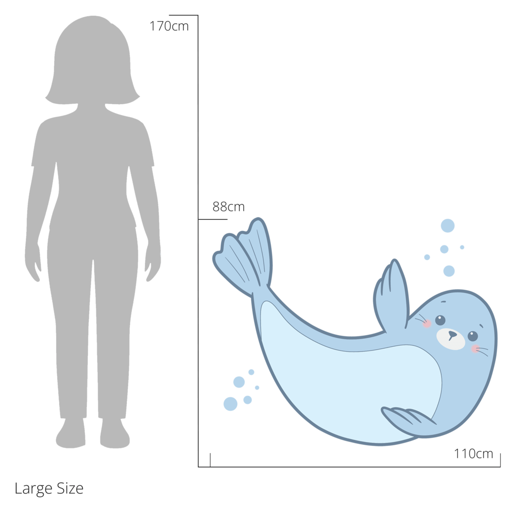 Sandy the Seal wall sticker size guide – large size dimensions for kids’ bedroom walls