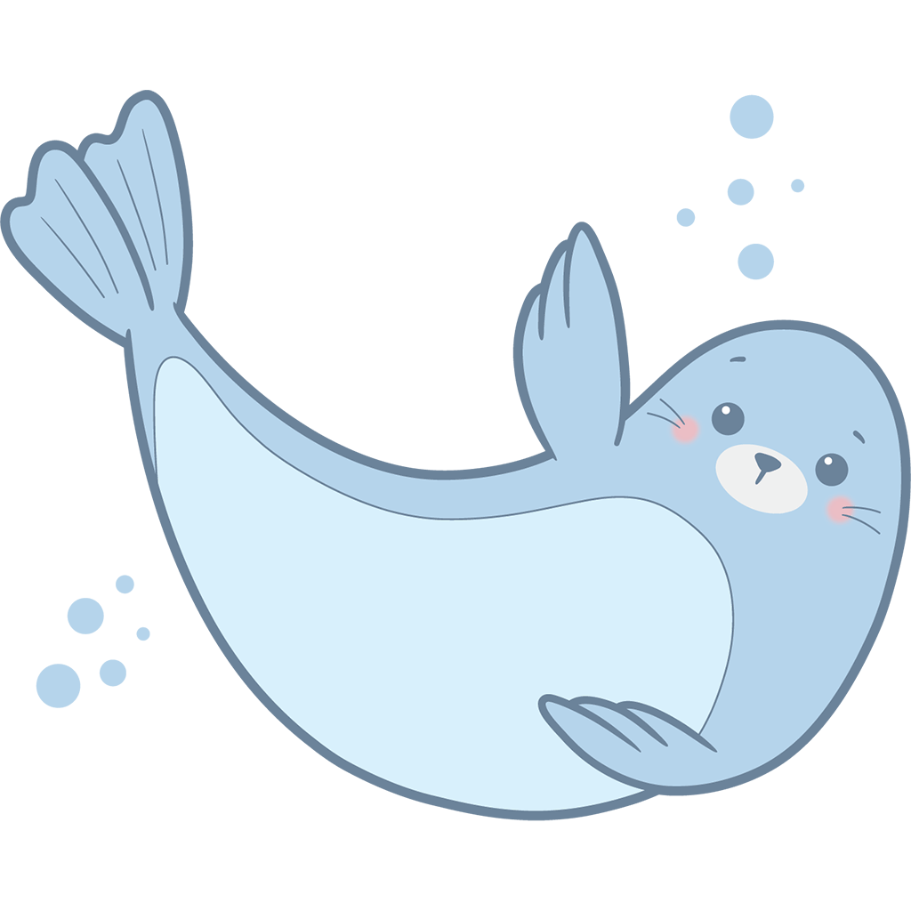 Sandy the Seal wall sticker for kids – cute design for bedrooms, nurseries, and playrooms