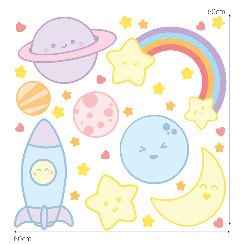 tinytails space set wall sticker size