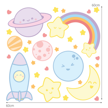 tinytails space set wall sticker size