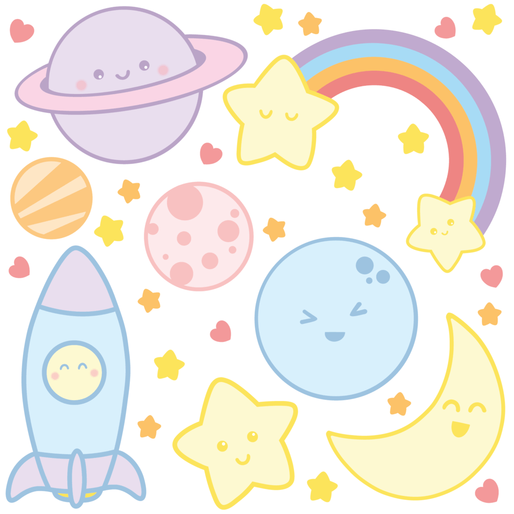 Space Set wall sticker from TinyTails – planets, rockets, and star design