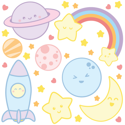 Space Set wall sticker from TinyTails – planets, rockets, and star design