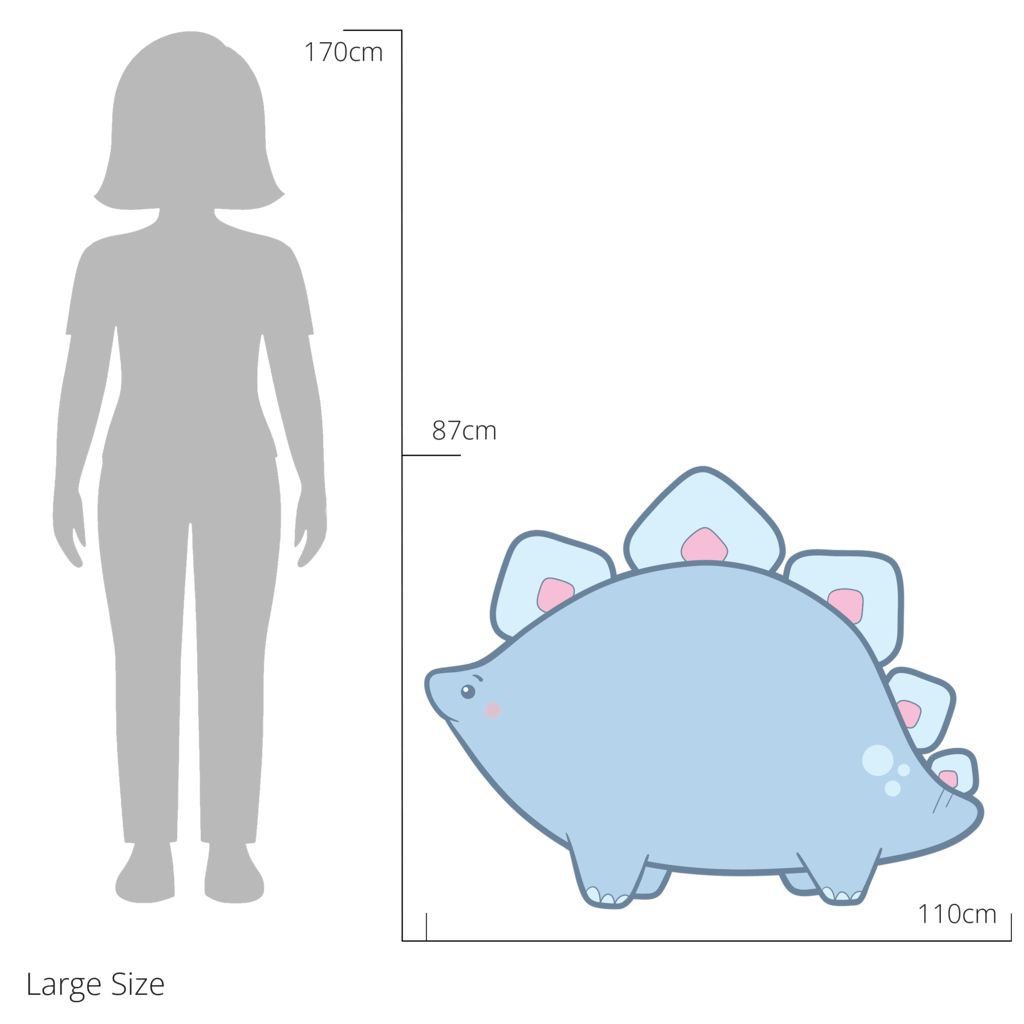 Shelby the Stegasaurus wall sticker size guide – large size dimensions for kids’ bedroom walls