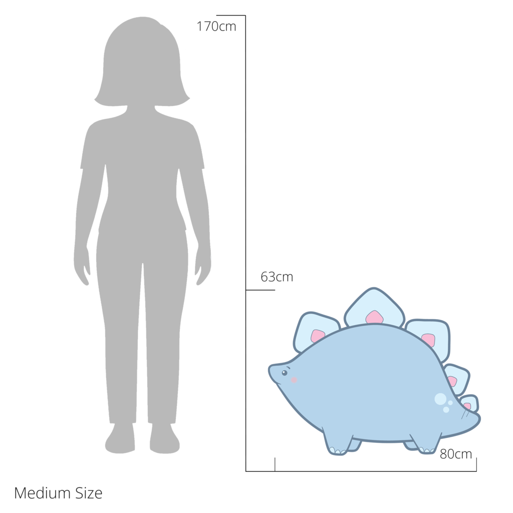 Shelby the Stegasaurus wall sticker size guide – medium size dimensions for kids’ bedroom walls