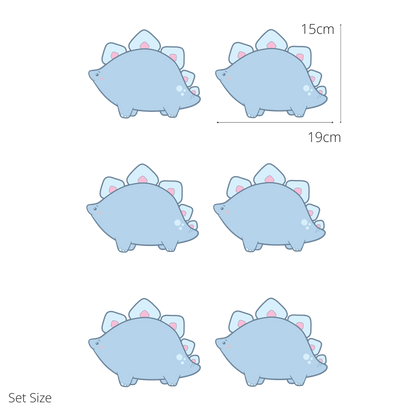 Shelby the Stegasaurus wall sticker size guide – set size dimensions for kids’ bedroom walls