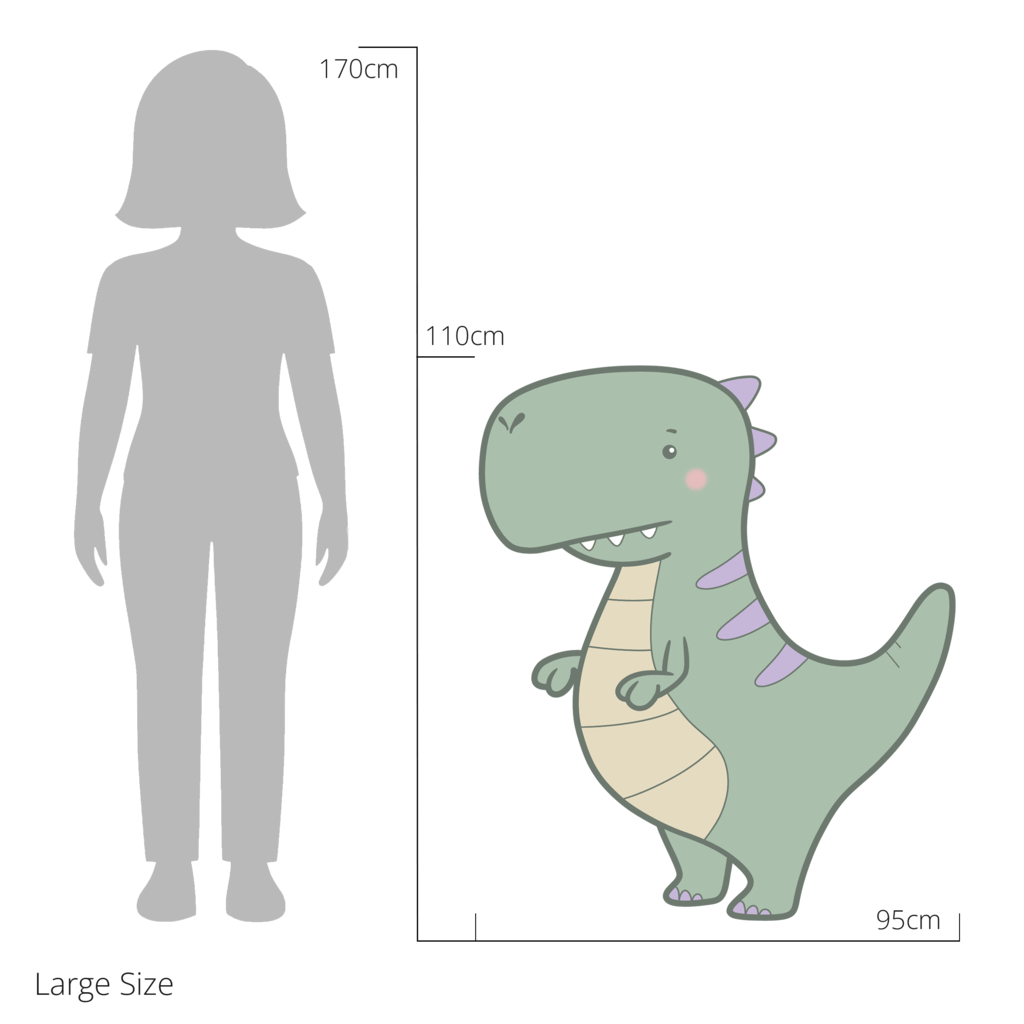 Travis the T-rex wall sticker size guide – large size dimensions for kids’ bedroom walls