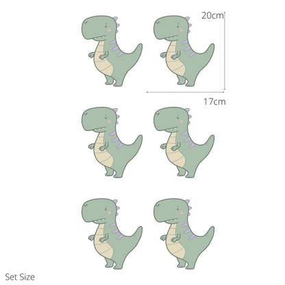 Travis the T-rex wall sticker size guide – set size dimensions for kids’ bedroom walls