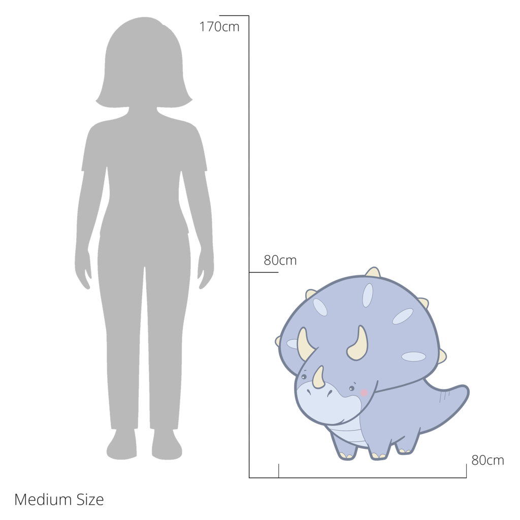 Tracy the Triceratops wall sticker size guide – medium size dimensions for kids’ bedroom walls